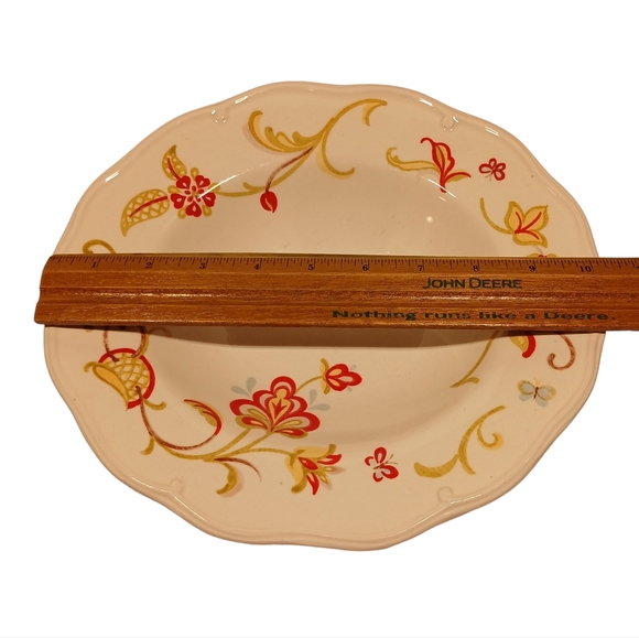 Waterford Great Room Chamomile 10" Serving Bowl W/Red Flowers and Scalloped Edge - Picture 4 of 6
